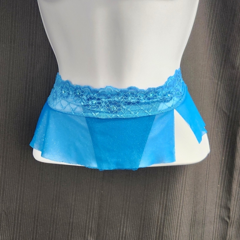 Victoria's Secret "Sexy Little Things" Shimmer Blue Thong Skirt
